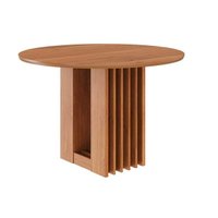 Mesa de Sala Jantar Ariela c/ Tampo Madeirado Redondo 109x109cm Cinamomo - Cimol