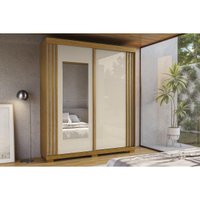 Guarda Roupa Solteiro 2 Portas (1 c/ Espelho) e 3 Gavetas Athena Flex Cinamomo/Cinamomo ou Off White - ACP