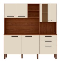 Cozinha Compacta Com Tampo 182 cm Mega Nogueira Off White KTP