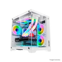 Gabinete gamer Liketec Cube Mad Rock Snow ARGB 4 fans