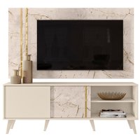 Painel Rack Bancada Tv 60 Pol 160 cm Cronos Calacata Off White MADETEC