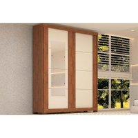 Guarda Roupa 2 Portas de Correr e 2 Gavetas c/ Espelho Helena Flex Cinamomo/Cinamomo ou Off White - ACP