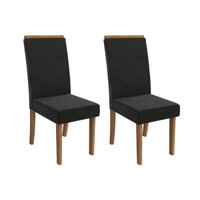 Kit 2 Cadeiras de Cozinha Íris 2CAD142 Madeirado 2 Un Canela/Suede Preto - Kappesberg