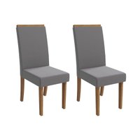 Kit 2 Cadeiras de Cozinha Íris 2CAD142 Madeirado 2 Un Canela/Suede Cinza - Kappesberg