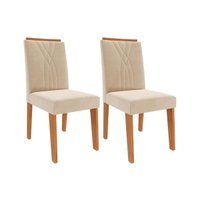 Kit 2 Cadeiras Sala Jantar Nicole 2 Un Cinamomo/Suede Nude Bege - Cimol