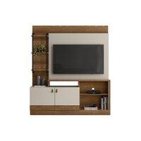 Estante p/ Sala até 50 Pol Alagoas c/ 2 Portas e 5 Prateleiras 187x160cm Freijó/Off White - Linea Brasil