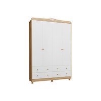Guarda Roupa Bebê Elô c/ 4 Portas e 4 Gavetas Branco/Amendoa - Peroba