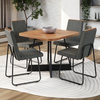 Conjunto Sala de Jantar 4 Cadeiras Belluno Carraro Nogal e Preto
