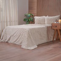 Kit Colcha Casal Luxor Jacquard 100% Poliéster 210x230cm Biscuit