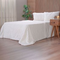 Kit Colcha Casal Luxor Jacquard 100% Poliéster 210x230cm Branco