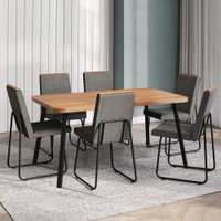 Conjunto Sala de Jantar 6 Cadeiras Parma Carraro Nogal e Preto
