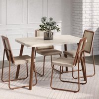 Conjunto Sala de Jantar 4 Cadeiras Trento Carraro Petra e Rosê