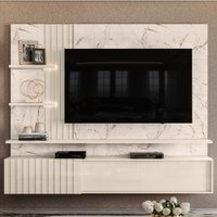 Estante para TV Até 65 Polegadas Atenas 2 Portas Calcada/Off White - Pnr Móveis