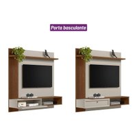 Painel Quarto p/ TV até 55 Pol Alvorada c/ 1 Porta e 1 Prateleira 200x130cm Freijó/Off White - Linea Brasil