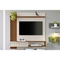 Painel Quarto p/ TV até 55 Pol Alvorada c/ 1 Porta e 1 Prateleira 200x130cm Freijó/Off White - Linea Brasil