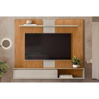 Painel Quarto p/ TV até 65 Pol Friburgo c/ 1 Porta e 1 Prateleira 160x136cm Nature/Off White - Linea Brasil