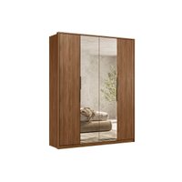 Guarda Roupa Casal 4 Portas (2 c/ Espelhos) e 3 Gavetas Attore Nogueira - Demóbile