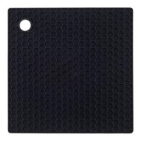 Descanso De Panela Quadrado Silicone Preto 18cm Antiderrapante Resistente ao Calor