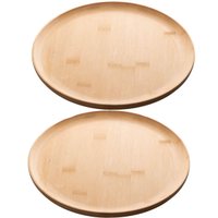 Kit 2 Pratos De Bambu 27cm Lyor Rasos Bandejas Redondas Buffet Servir Mesa Posta