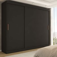 Guarda-Roupa Casal Harvard 3 Portas 2 Gavetas 100% Mdf Preto - Panorama Móveis