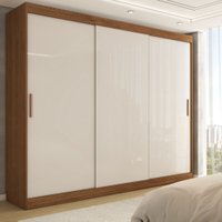 Guarda-Roupa Casal Harvard 3 Portas 2 Gavetas 100% Mdf Off White/Nogueira - Panorama Móveis