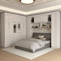 Guarda-Roupa Casal Modulado Positano 10 Portas 4 Gavetas Ripado com Espelho Branco - Panorama Móveis