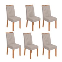 Conjunto com 6 Cadeiras Apogeu Linho Cinza e Amêndoa