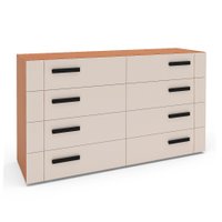 Cômoda Lisboa 8 Gavetas Creme e Freijó