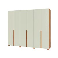 Guarda-Roupa Casal Afrodite 100% MDF 6 Portas 2 Gavetas Off White e Freijó