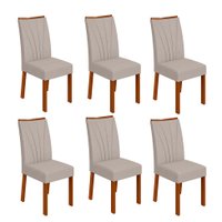 Conjunto com 6 Cadeiras Apogeu Linho Cinza e Frassino
