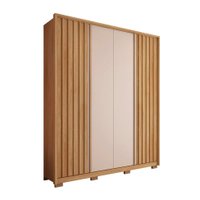Guarda-Roupa Solteiro New Apollo Ripado 4 Portas 3 Gavetas Buriti e Off White