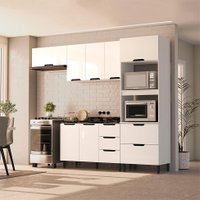 Cozinha Compacta Sem Tampo Meena 8 Portas 4 Gavetas Branca