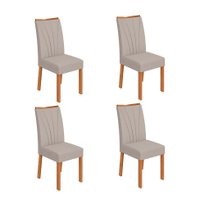 Conjunto com 4 Cadeiras Apogeu Linho Cinza e Amêndoa