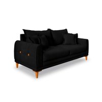 Sofá 3 Lugares Lisboa Veludo Preto 180 cm