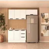 Cozinha Compacta sem Tampo com Rodapé Meena 6 Portas 3 Gavetas Branca