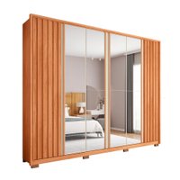 Guarda-Roupa Casal com Espelho Apollo Ripado 6 Portas 4 Gavetas Freijó e Off White
