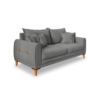 Sofá 3 Lugares Lisboa Veludo Cinza Chumbo 200 cm