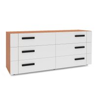 Cômoda Lisboa 6 Gavetas Branca e Freijó
