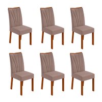 Conjunto com 6 Cadeiras Apogeu Suede Bege e Frassino