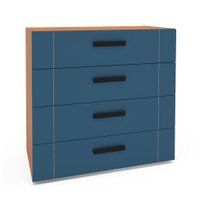 Cômoda Lisboa 4 Gavetas Azul e Freijó