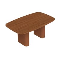 Mesa de Jantar Retangular com Tampo de MDF Off White Lintz Caramelo e Canela 184 cm