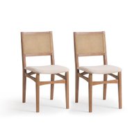 Conjunto com 2 Cadeiras Serena com Tela Nogueira Poliéster Bege e Marrom