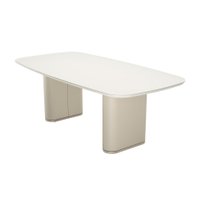 Mesa de Jantar Retangular com Tampo de Vidro Off White Lintz Bege e Champanhe 184 cm