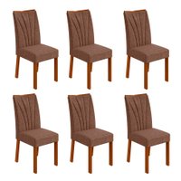 Conjunto com 6 Cadeiras Apogeu Revestimento Sintético Avelã e Frassino