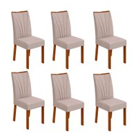 Conjunto com 6 Cadeiras Apogeu Bouclé Bege e Frassino
