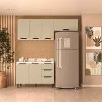 Cozinha Completa com Tampo Meena 6 Portas 3 Gavetas Verde e Branca