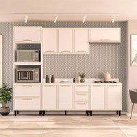 Cozinha Completa com Tampo Amara 10 Portas 4 Gavetas Branca