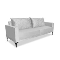 Sofá 3 Lugares Eros Veludo Prata 180 cm