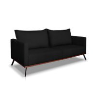 Sofá 3 Lugares Zeus Veludo Preto 180 cm