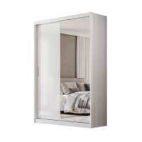 Guarda-Roupa Solteiro com Espelho Riva Flex 2 Portas 4 Gavetas Branco e Amêndola
